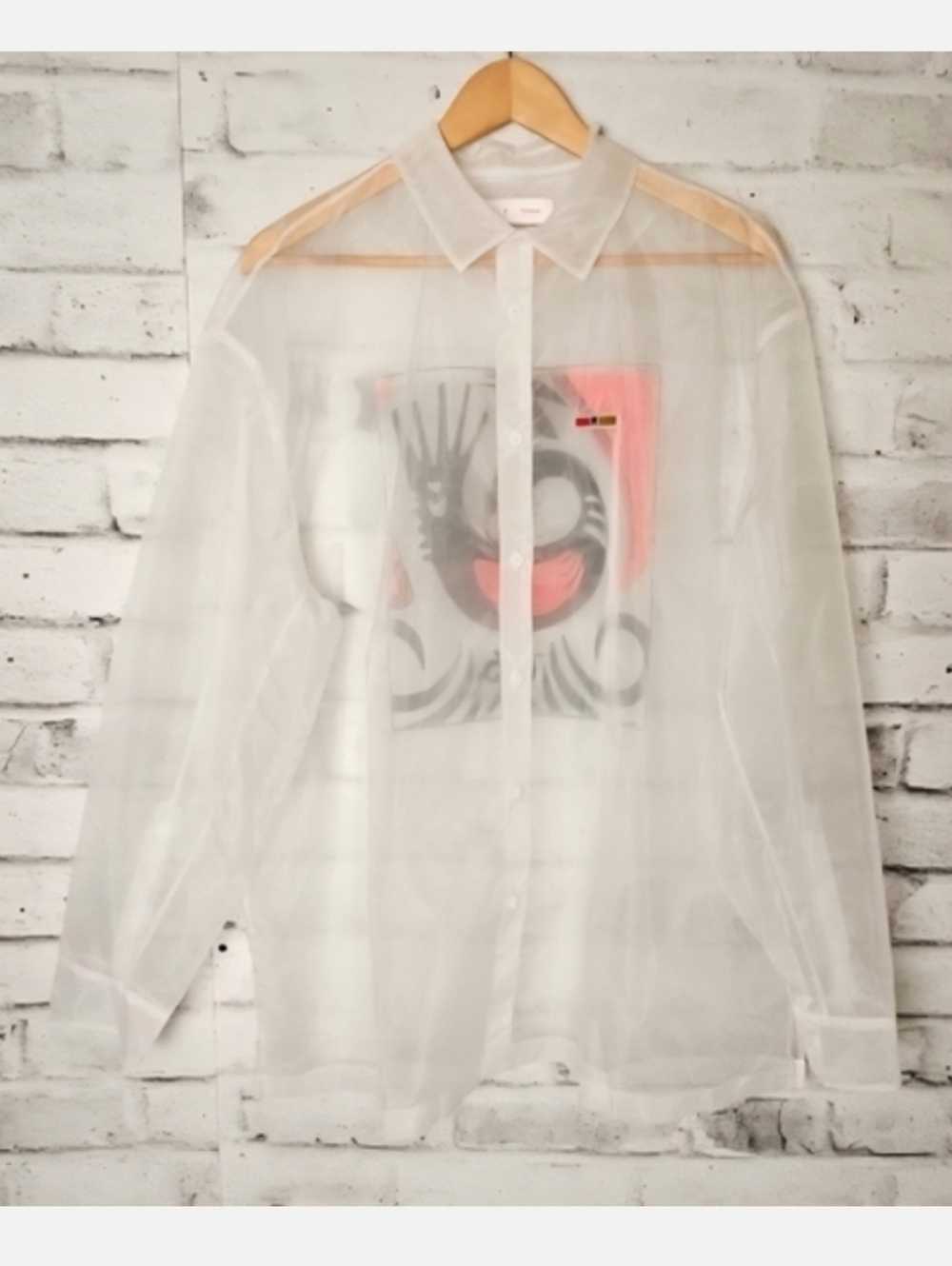 Reebok x Pyer Moss Sheer Graphic Button Up Shirt Large NWT